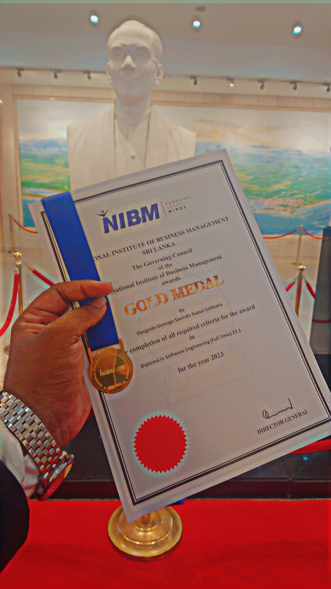 Gold medal for the best Academic performance in all NIBM campuses Gold medal for the best Academic performance in all NIBM campuses