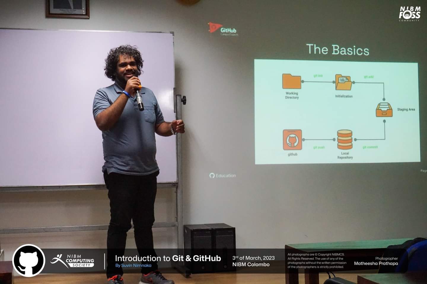 Me standing on stage at the Intro to Git event organized by the NIBM Computer Society Me standing on stage at the Intro to Git event organized by the NIBM Computer Society